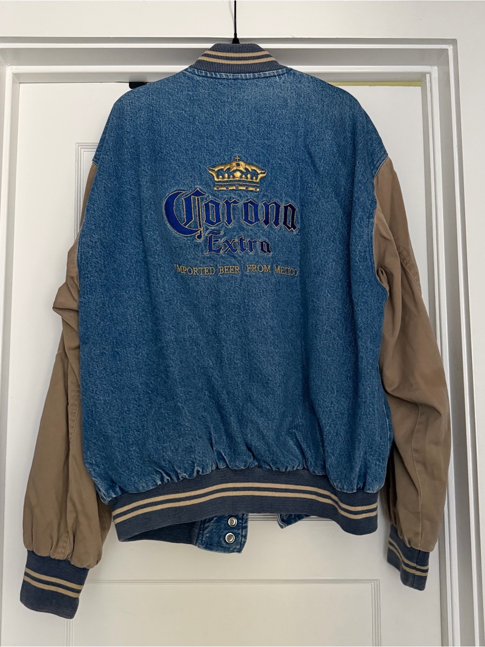 Corona Blue Denim Jacket with Tan Sleeves